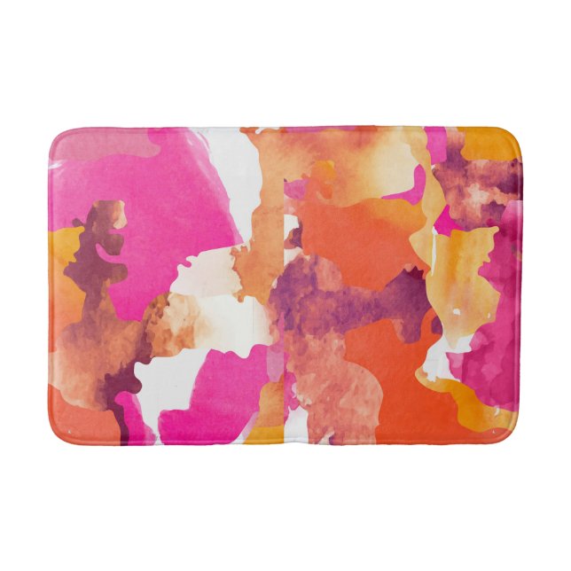 Camouflage pink orange bath mat (Front)