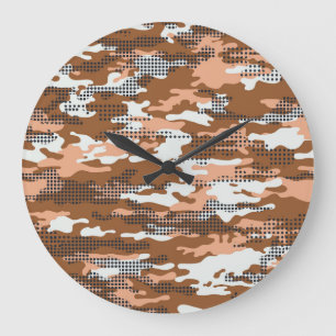 Camouflage Polka Dot: Abstract Seamless. Large Clock