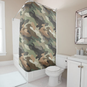 Camouflage Print Shower Curtain Stylish Design