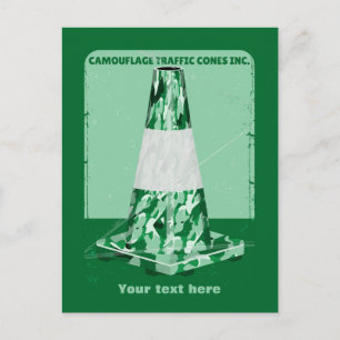 Camouflage rd cone funny traffic cone postcard