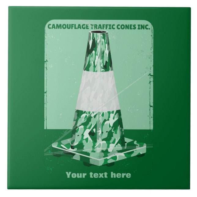 Camouflage rd cone funny traffic cone tile (Front)