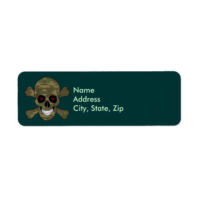 Camouflage Red Eye Skull Crossbones Address Labels (Front)