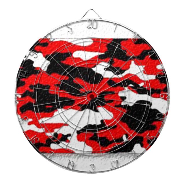 Camouflage Red Patterns Dartboard (Front)