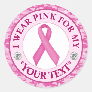 Camouflage Ribbon Breast Cancer Awareness Design Classic Round Sticker