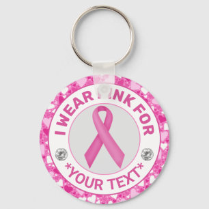 Camouflage Ribbon Breast Cancer Awareness Design Keychain