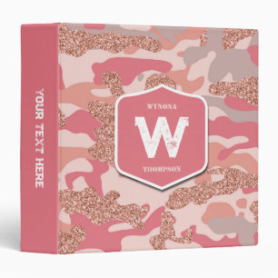 Camouflage Rose Gold Blush Pink Camo Army Pattern  Binder