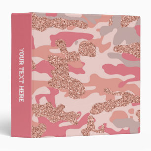 Camouflage Rose Gold Blush Pink Camo Army Pattern  Binder
