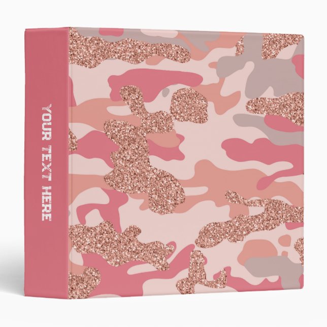 Camouflage Rose Gold Blush Pink Camo Army Pattern  Binder (Front/Spine)