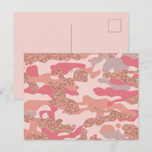 Camouflage Rose Gold Blush Pink Camo Army Pattern  Holiday Postcard
