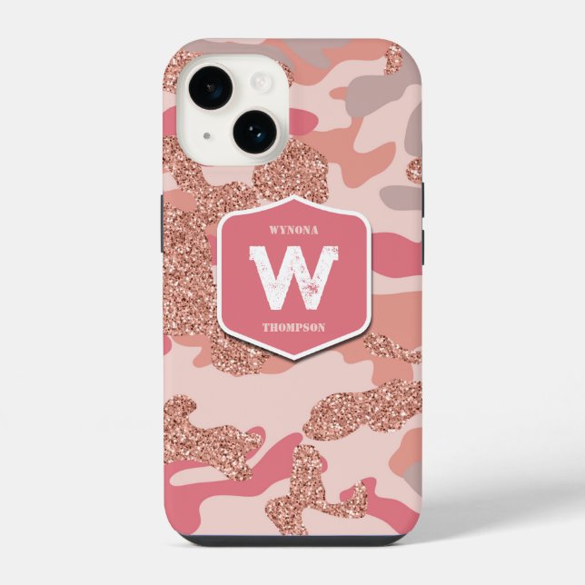Camouflage Rose Gold Blush Pink Camo Army Pattern  iPhone Case (Back)