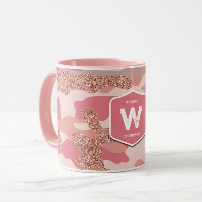 Camouflage Rose Gold Blush Pink Camo Army Pattern  Mug (Front Left)