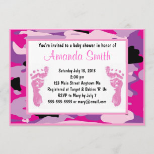 Camouflage rose Invitations de douche pour bébés