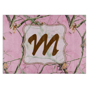 Camouflage rose Monogramme Planche à découper en v