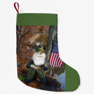 Camouflage Santa American flag Small Christmas Stocking