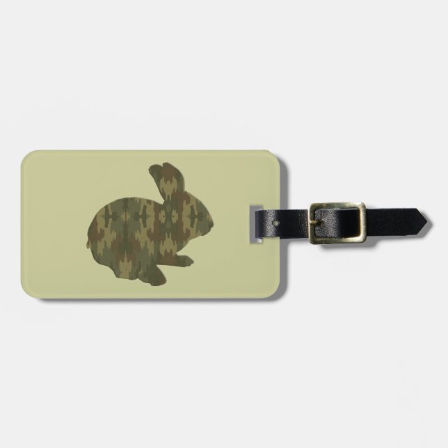 Camouflage Silhouette Easter Bunny Luggage Tag (Front Horizontal)