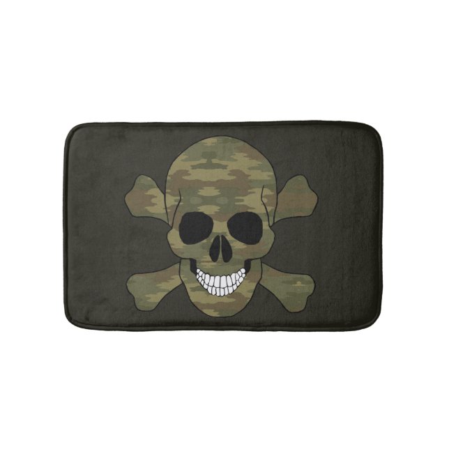 Camouflage Skull And Crossbones Bath Mat (Front)