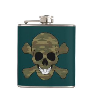 Camouflage Skull And Crossbones Flask