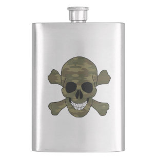 Camouflage Skull And Crossbones Flask