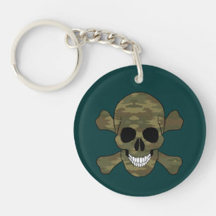 Camouflage Skull And Crossbones Key Chain