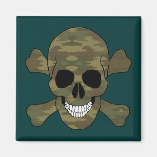 Camouflage Skull And Crossbones Magnet
