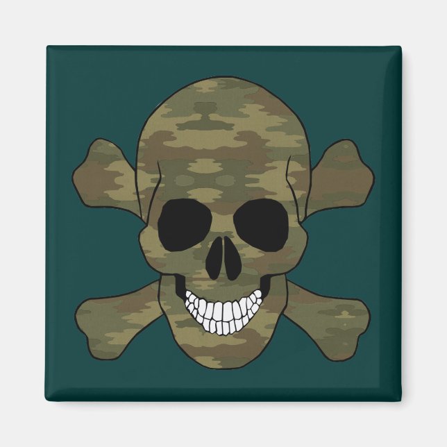 Camouflage Skull And Crossbones Magnet (Front)
