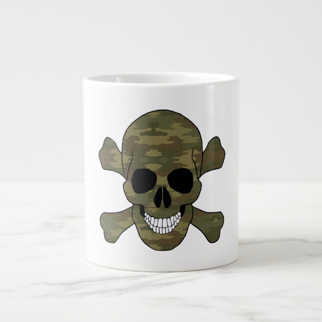 Camouflage Skull And Crossbones Mug (Front)