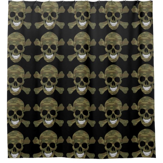 Camouflage Skull And Crossbones Shower Curtain (Front)
