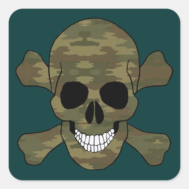 Camouflage Skull And Crossbones Stickers (Front)