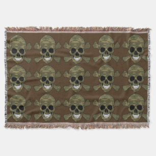 Camouflage Skull And Crossbones Throw Blanket