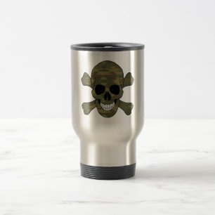 Camouflage Skull And Crossbones Travel Mug