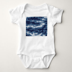 Camouflage Spotted Denim Jeans Pattern Baby Bodysuit