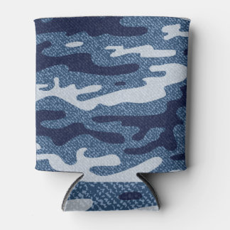 Camouflage Spotted Denim Jeans Pattern Can Cooler