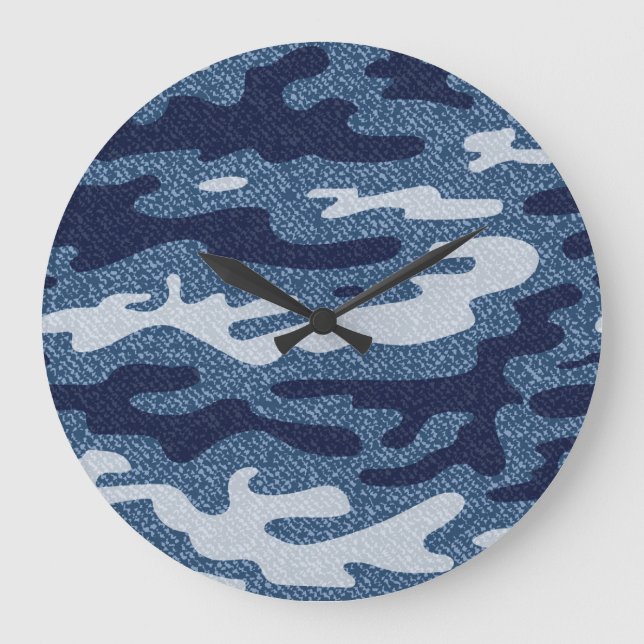 Camouflage Spotted Denim Jeans Pattern Large Clock (Front)