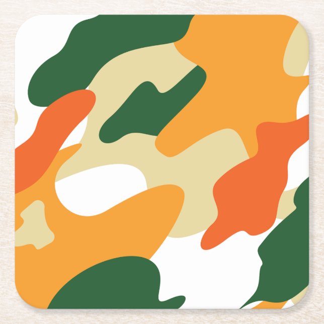 camouflage square paper coaster (Front)