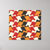 Camouflage unicorn heads, repeating pattern.