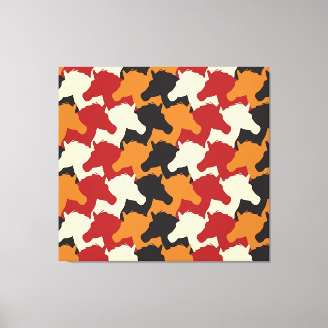 Camouflage unicorn heads, repeating pattern. canvas print (Front)