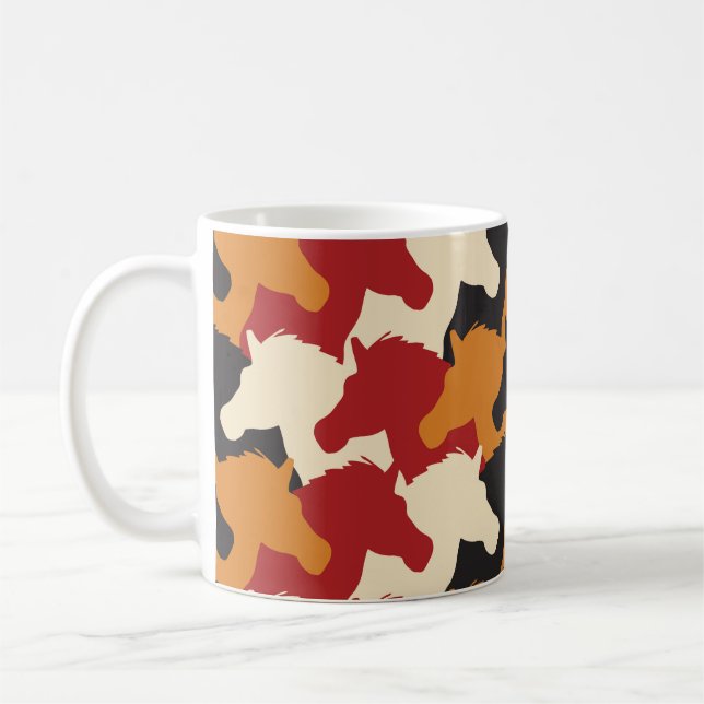 Camouflage unicorn heads, repeating pattern. coffee mug (Left)