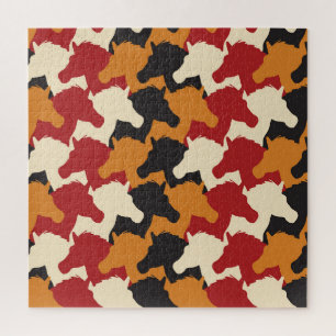 Camouflage unicorn heads, repeating pattern. jigsaw puzzle