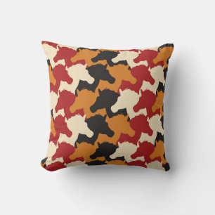 Camouflage unicorn heads, repeating pattern. throw pillow