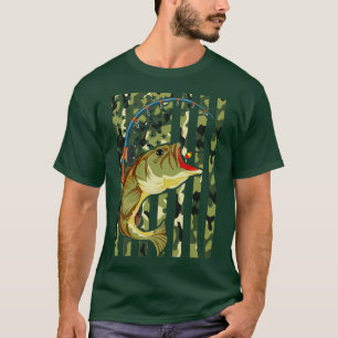 Camouflage US Flag American Fisherman Angle Fish F T-Shirt