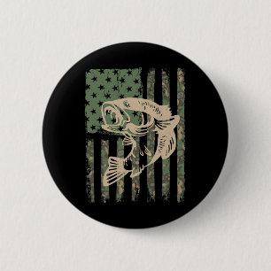 Camouflage Usa Flag Big Mouth B Fishing 1 2 Inch Round Button
