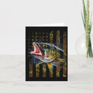 Camouflage Usa Flag Big Mouth B Fishing  Card