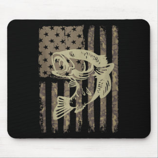 Camouflage Usa Flag Big Mouth B Vintage Fishing Ta Mouse Pad