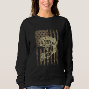 Camouflage Usa Flag Big Mouth Bass Vintage Fishing Sweatshirt