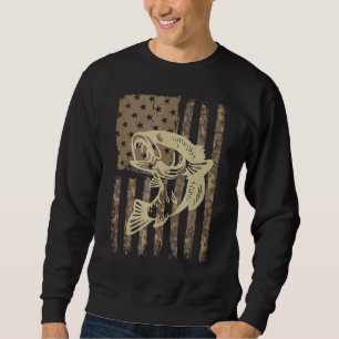 Camouflage Usa Flag Big Mouth Bass Vintage Fishing Sweatshirt