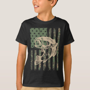 Camouflage Usa Flag Big Mouth Byss Fishing 1 T-Shirt