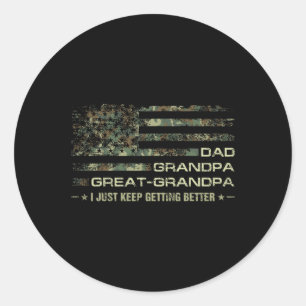 Camouflage Usa Flag Fathers Day Great-grandpa Dad  Classic Round Sticker