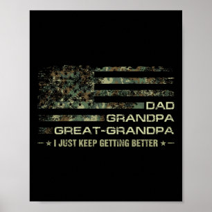 Camouflage Usa Flag Fathers Day Great-grandpa Dad Poster