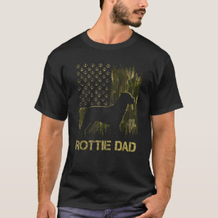 Camouflage USA Flag Proud Rottweiler Dog Dad Silho T-Shirt