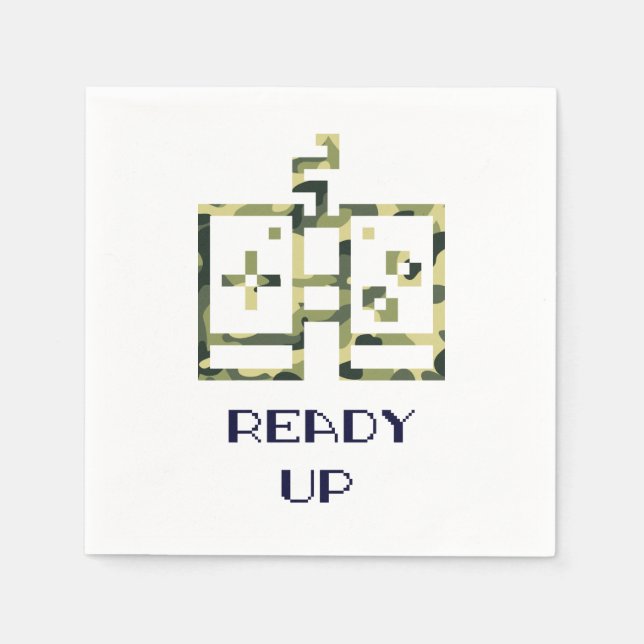 Camouflage Video Game Controller Ready Up Gamer Napkin (Front)